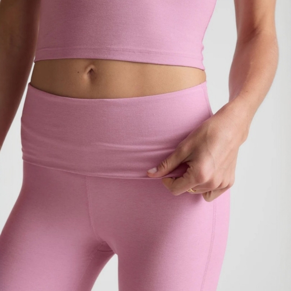 Beyond Yoga Spacedye Foldover Bootcut Pant in baby pink haze heather W's M NWT - Picture 6 of 12